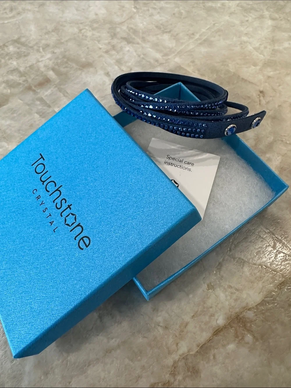 Touchstone Crystal Navy Multi‑Wrap Bracelet with Crystal Detailing